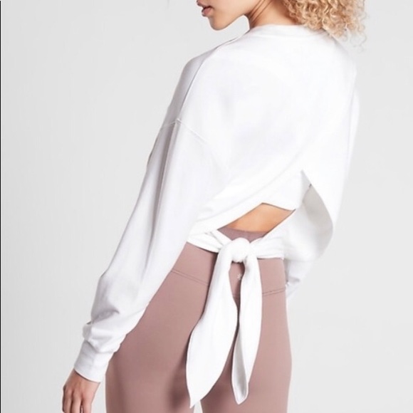 Athleta Tops - Athleta Yoga Tie Back Sweatshirt NWT White XS